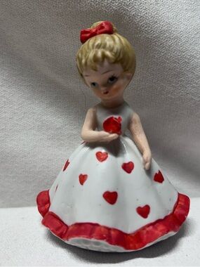 Vtg LEFTON Bisque Porcelain VALENTINE Girl Figurine